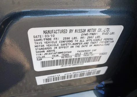 2011 Infiniti M56 z USA, uszkodzony, nr VIN JN1AY1AP3BM520349